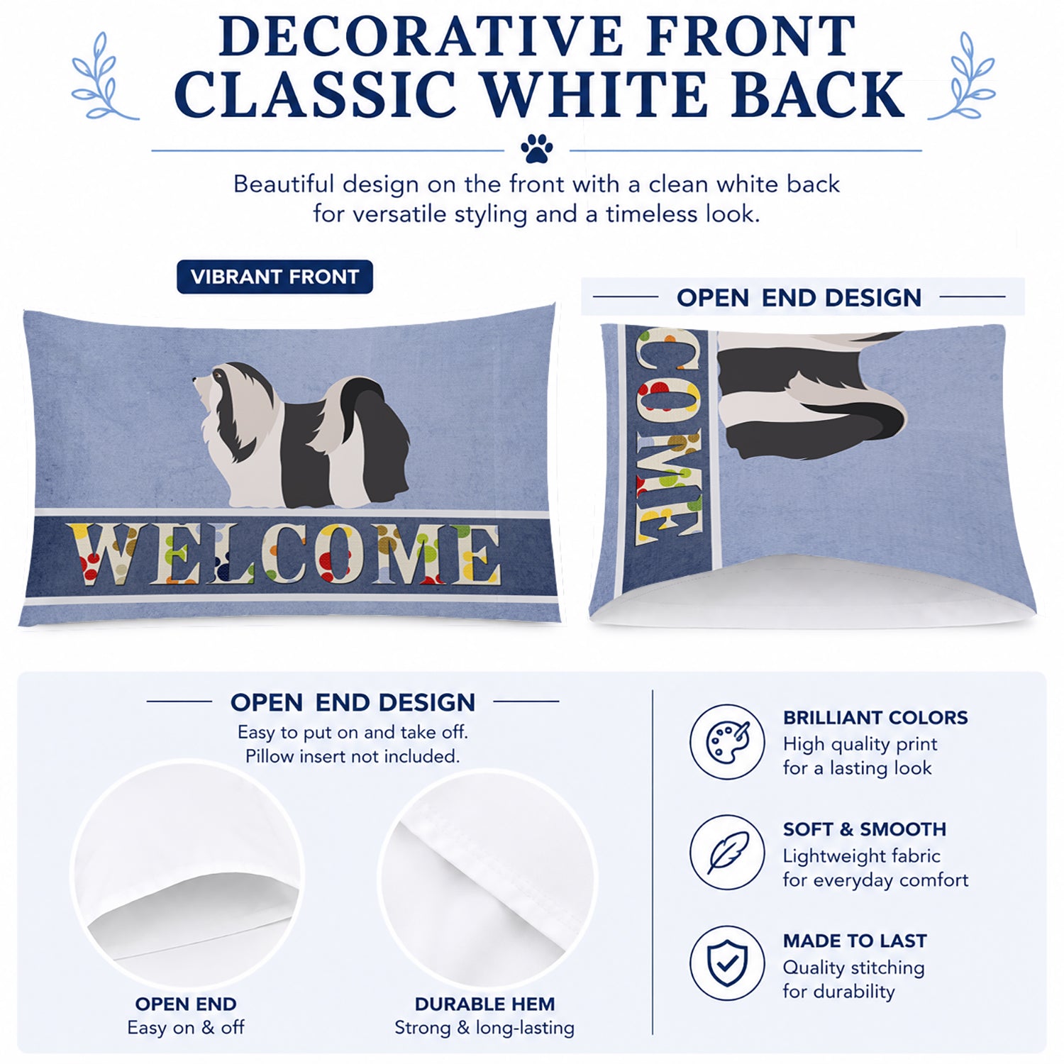 Havanese Welcome Standard Pillowcase Lightweight Super Soft Easy Care Decorative Artwork Pillowcase, Standard