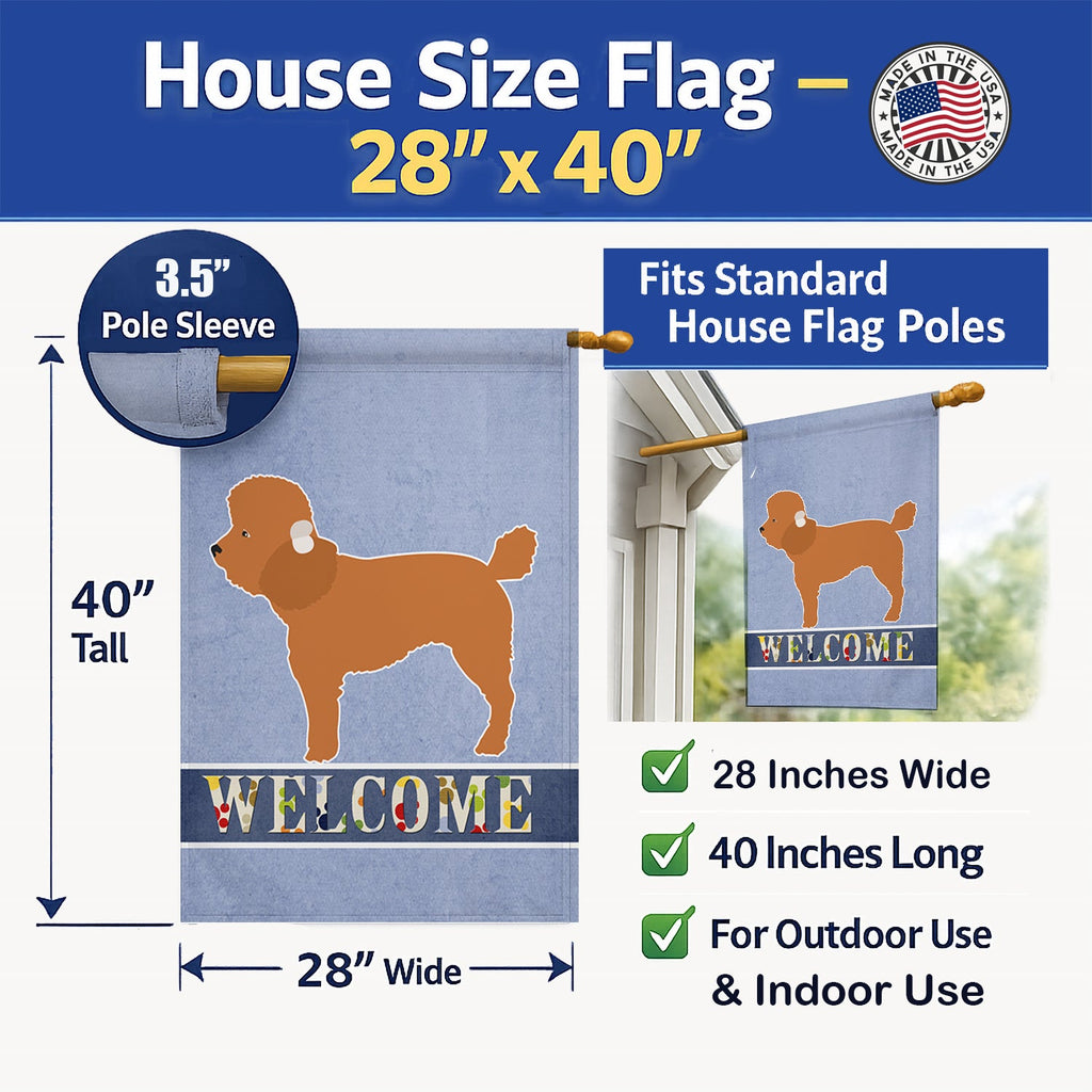 Toy Poodle Welcome House Flag 28x40 Porch Sleeve Pole Decorative Outside Yard Banner Artwork Wall Hanging, Polyester