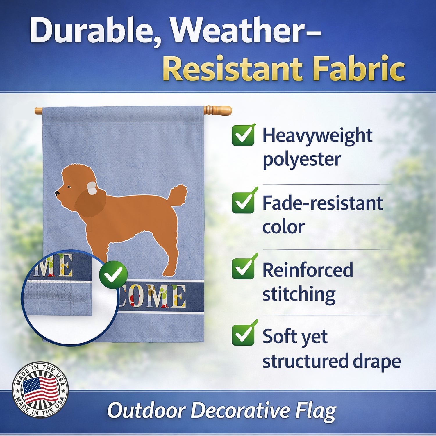Toy Poodle Welcome House Flag 28x40 Porch Sleeve Pole Decorative Outside Yard Banner Artwork Wall Hanging, Polyester