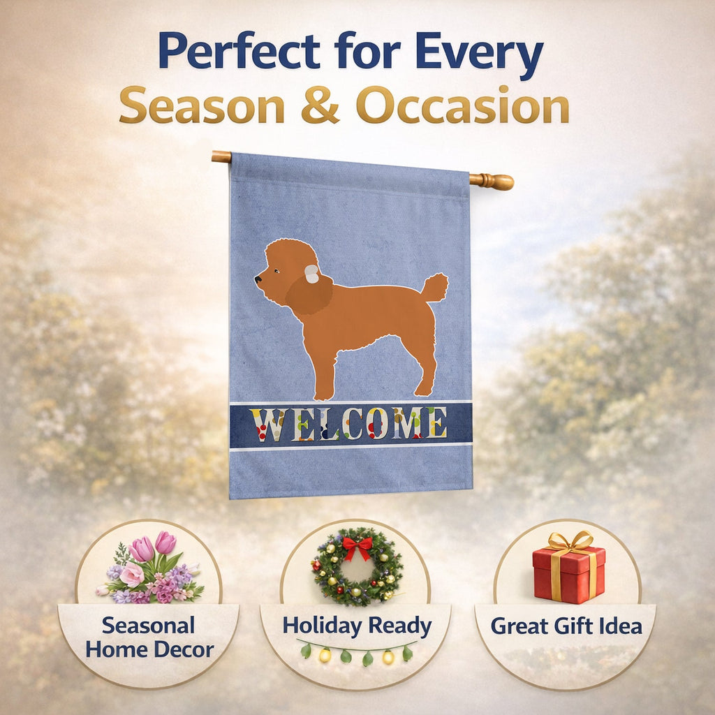 Toy Poodle Welcome House Flag 28x40 Porch Sleeve Pole Decorative Outside Yard Banner Artwork Wall Hanging, Polyester