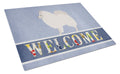 German Spitz Welcome Cutting Board Tempered Glass Kitchen Cutting Surface, Heat Resistant Chopping, Non-Slip Feet, Food Prep & Serving