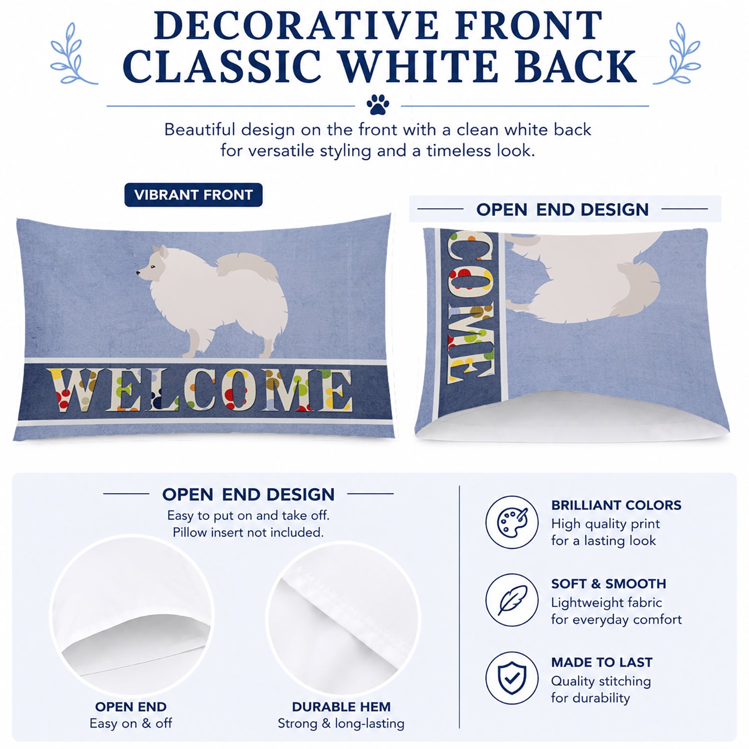 German Spitz Welcome Standard Pillowcase Lightweight Super Soft Easy Care Decorative Artwork Pillowcase, Standard