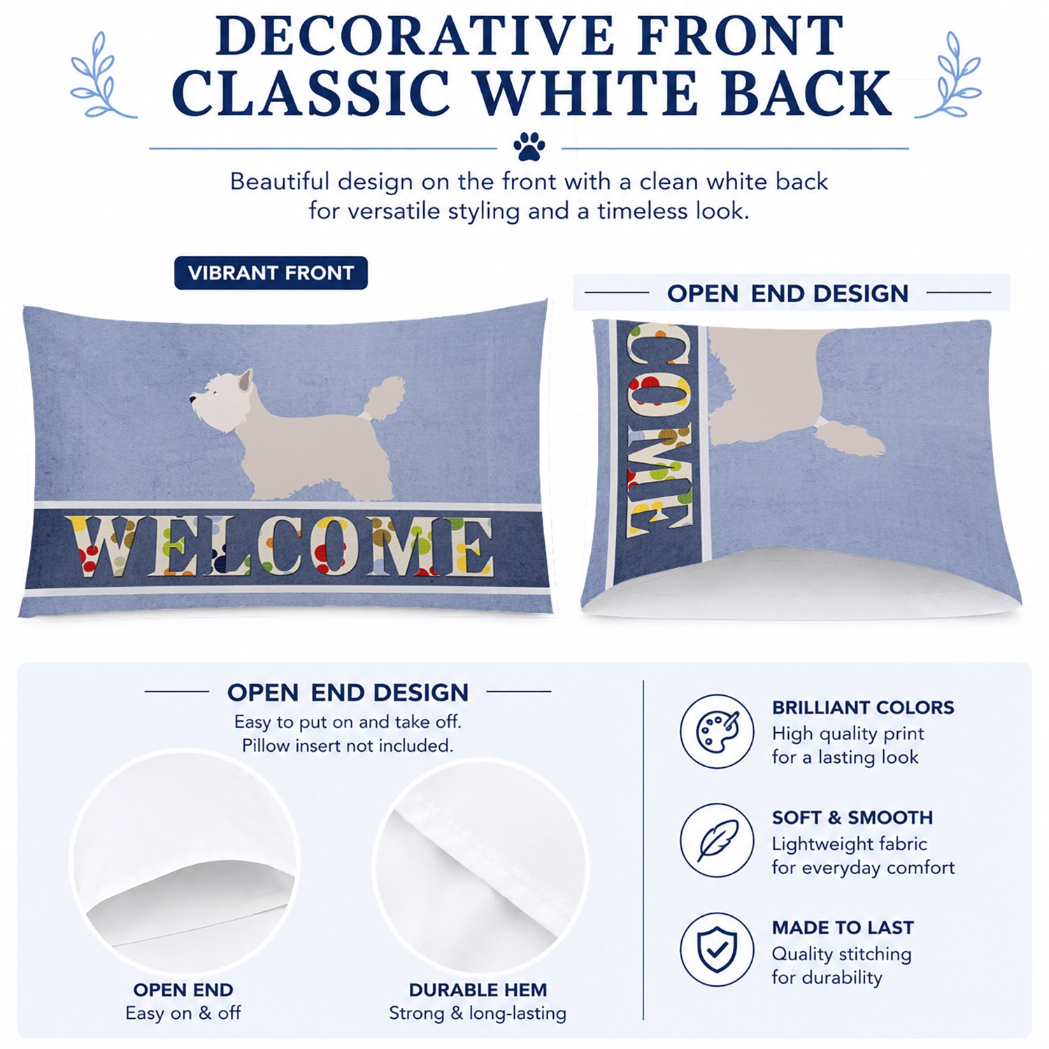 Westie Welcome Standard Pillowcase Lightweight Super Soft Easy Care Decorative Artwork Pillowcase, Standard
