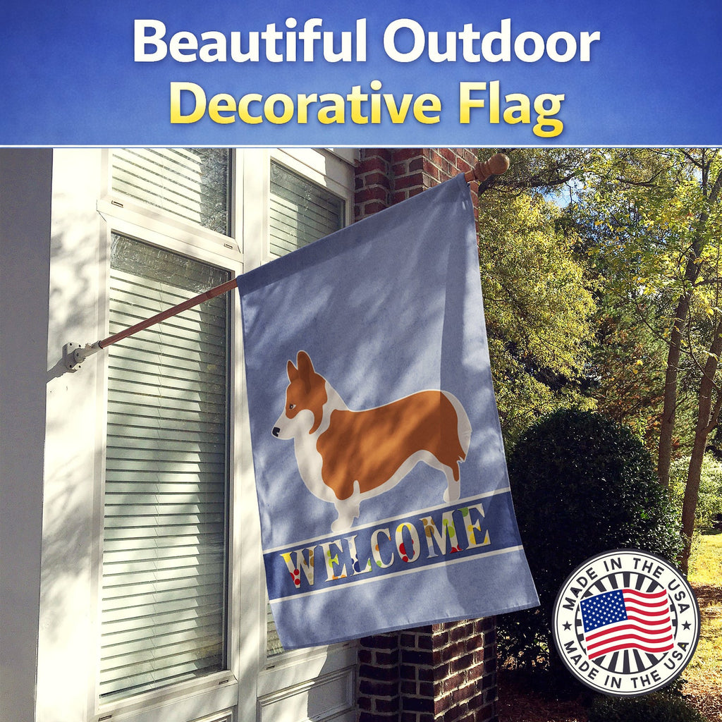 Pembroke Welsh Corgi Welcome House Flag 28x40 Porch Sleeve Pole Decorative Outside Yard Banner Artwork Wall Hanging, Polyester