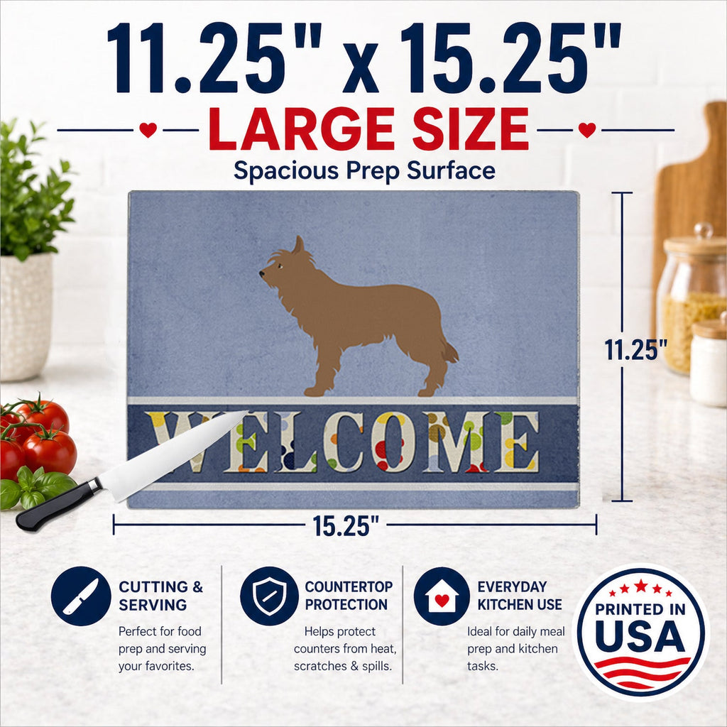 Berger Picard Welcome Cutting Board Tempered Glass Kitchen Cutting Surface, Heat Resistant Chopping, Non-Slip Feet, Food Prep & Serving