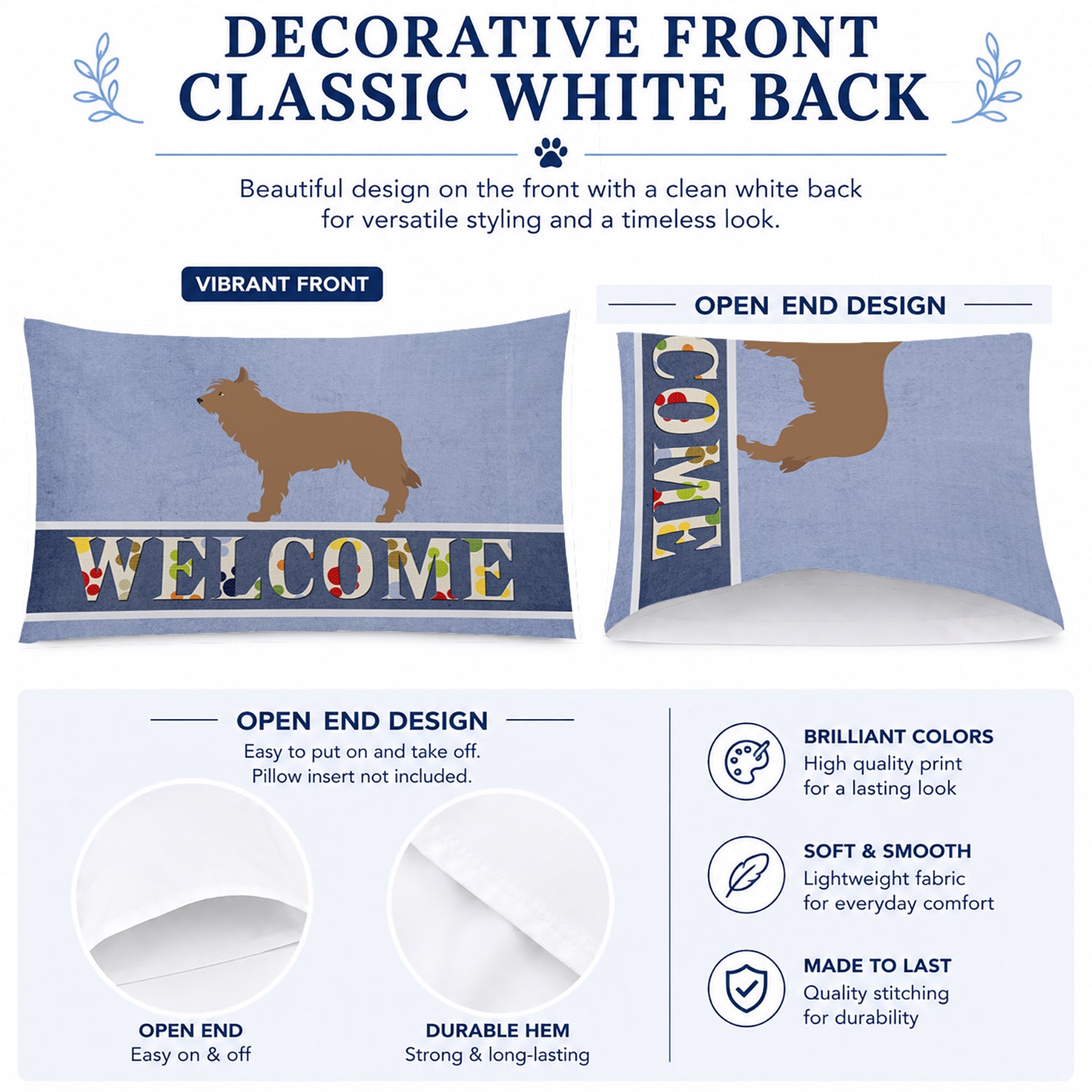Berger Picard Welcome Standard Pillowcase Lightweight Super Soft Easy Care Decorative Artwork Pillowcase, Standard