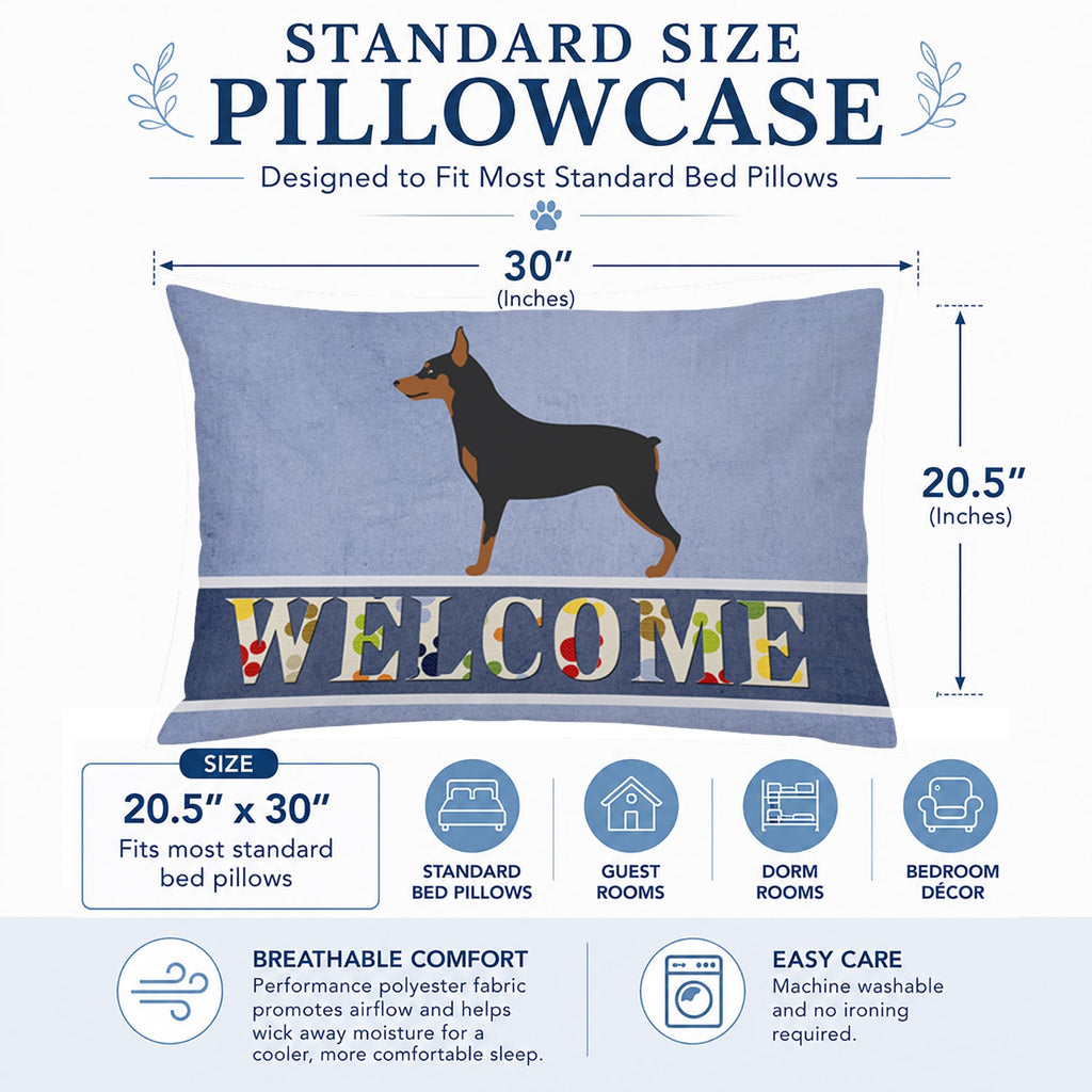 Miniature Pinscher Welcome Standard Pillowcase Lightweight Super Soft Easy Care Decorative Artwork Pillowcase, Standard