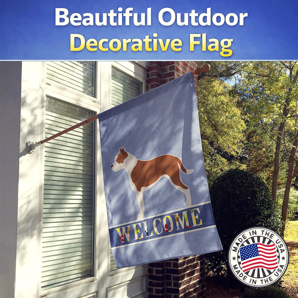 Pit Bull Terrier Welcome House Flag 28x40 Porch Sleeve Pole Decorative Outside Yard Banner Artwork Wall Hanging, Polyester