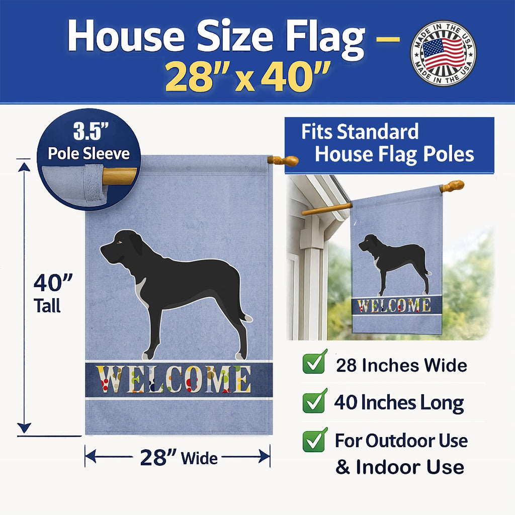 Broholmer Danish Mastiff House Flag 28x40 Porch Sleeve Pole Decorative Outside Yard Banner Artwork Wall Hanging, Polyester
