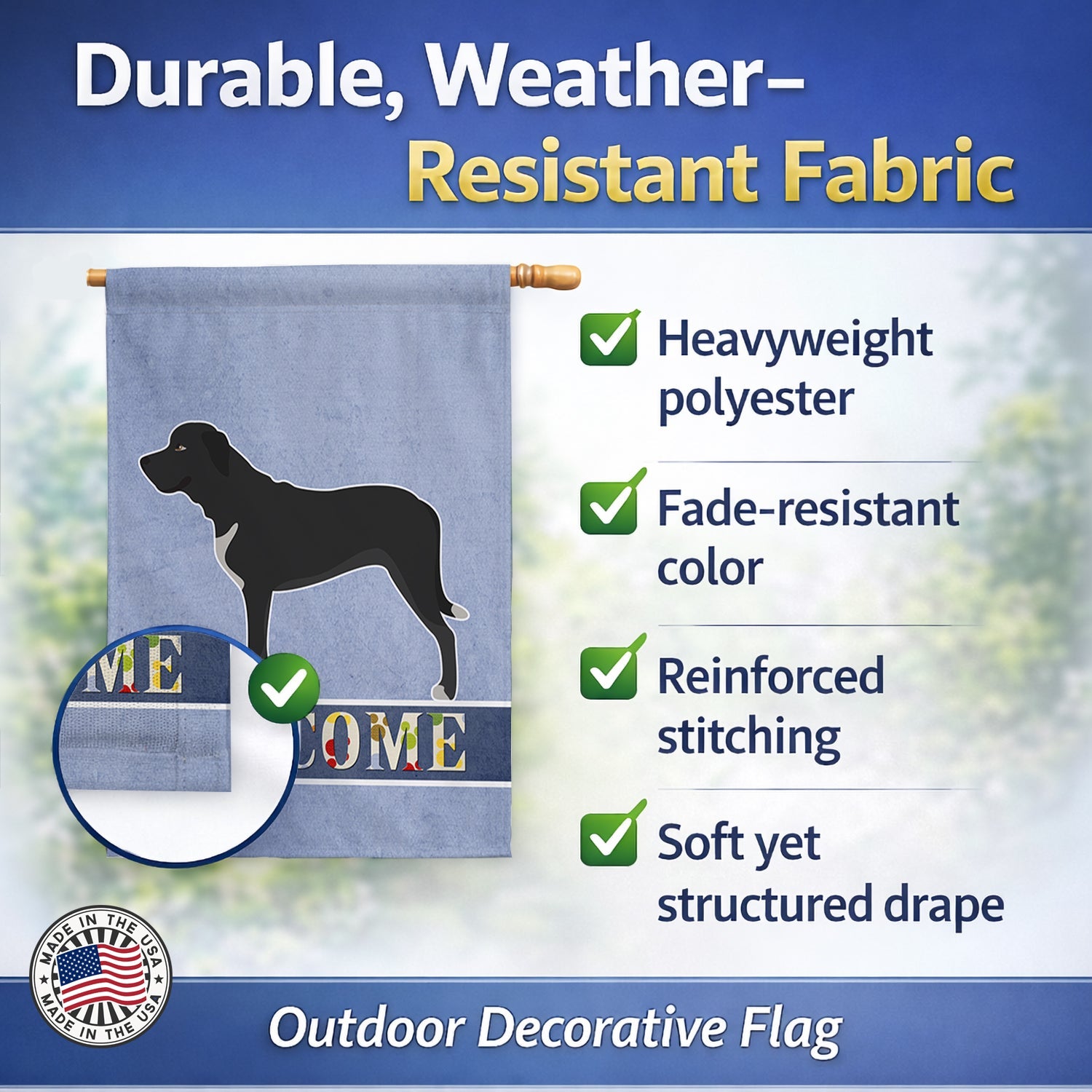 Broholmer Danish Mastiff House Flag 28x40 Porch Sleeve Pole Decorative Outside Yard Banner Artwork Wall Hanging, Polyester
