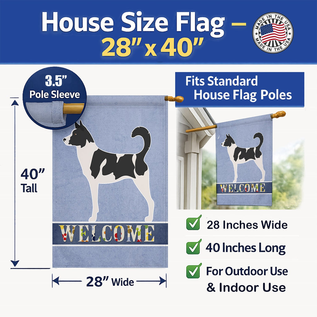 Canaan Dog Welcome House Flag 28x40 Porch Sleeve Pole Decorative Outside Yard Banner Artwork Wall Hanging, Polyester