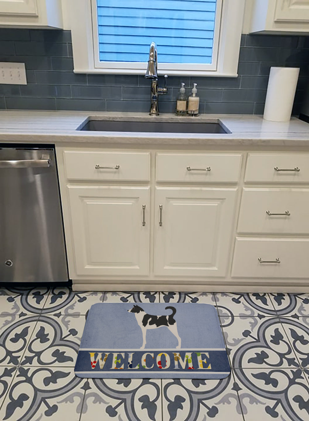 Canaan Dog Welcome Memory Foam Kitchen Mat Machine Washable Anti-Fatigue Cushion Comfort Bath or Kitchen Rug