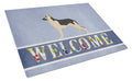 German Shepherd Welcome Cutting Board Tempered Glass Kitchen Cutting Surface, Heat Resistant Chopping, Non-Slip Feet, Food Prep & Serving