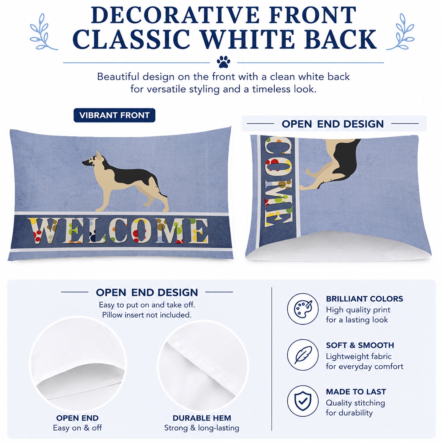 German Shepherd Welcome Standard Pillowcase Lightweight Super Soft Easy Care Decorative Artwork Pillowcase, Standard