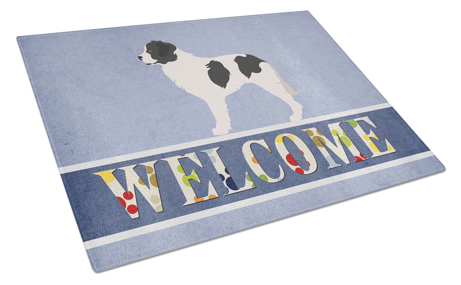 Landseer Welcome Cutting Board Tempered Glass Kitchen Cutting Surface, Heat Resistant Chopping, Non-Slip Feet, Food Prep & Serving