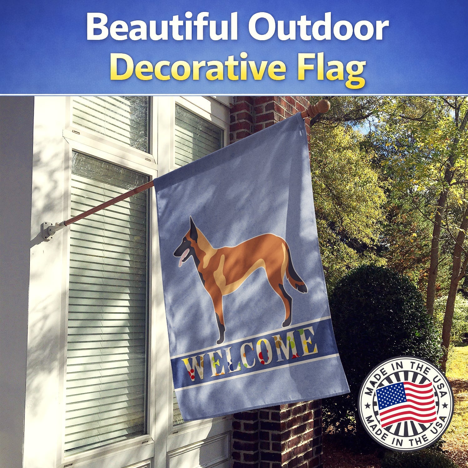 Malinois Belgian Shepherd  House Flag 28x40 Porch Sleeve Pole Decorative Outside Yard Banner Artwork Wall Hanging, Polyester