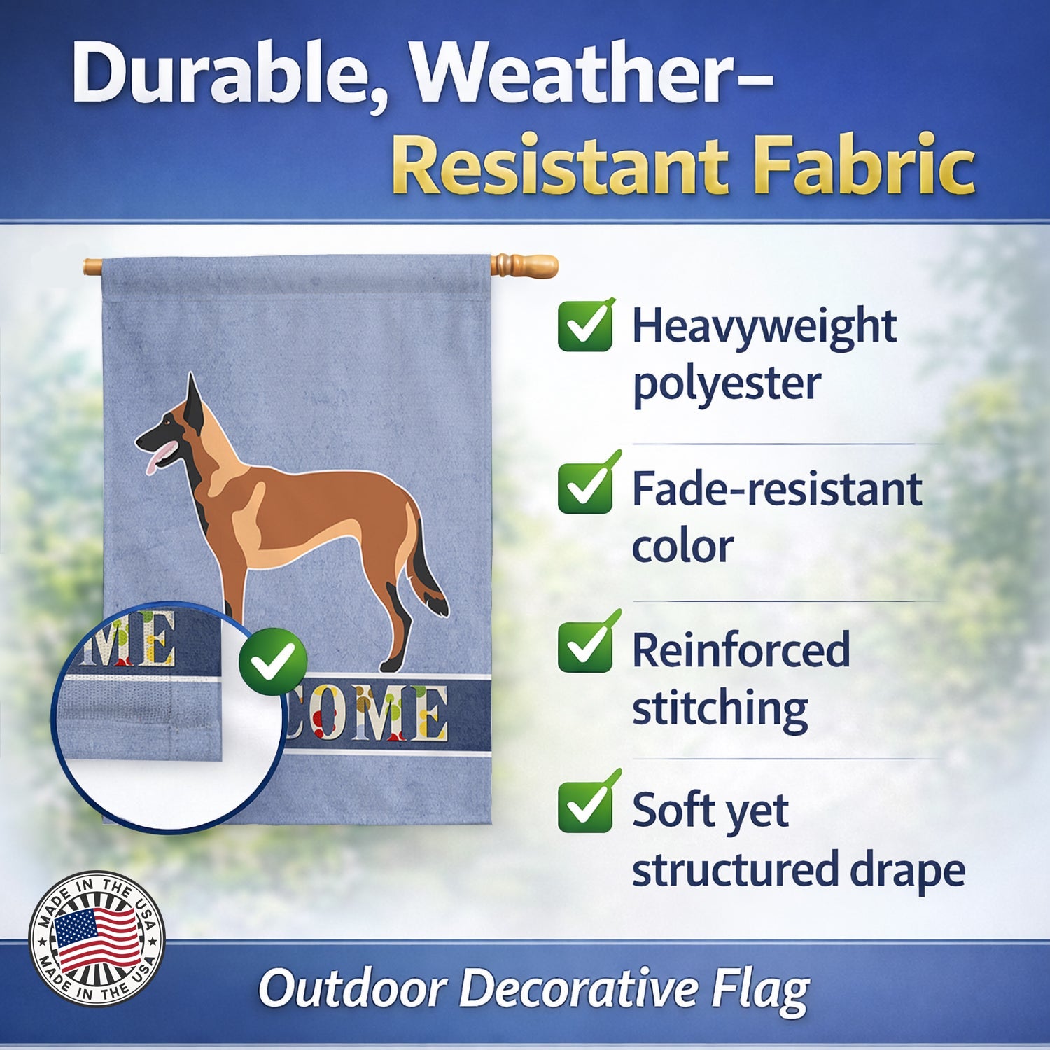 Malinois Belgian Shepherd  House Flag 28x40 Porch Sleeve Pole Decorative Outside Yard Banner Artwork Wall Hanging, Polyester