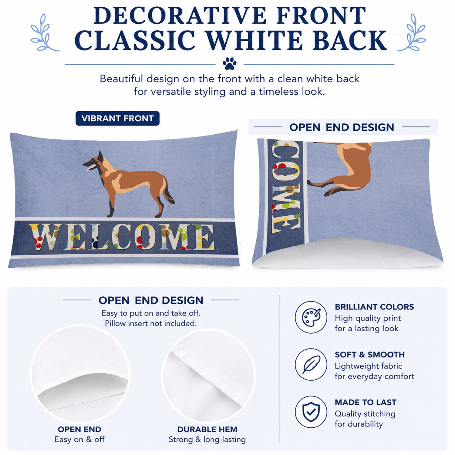 Malinois Belgian Shepherd  Standard Pillowcase Lightweight Super Soft Easy Care Decorative Artwork Pillowcase, Standard