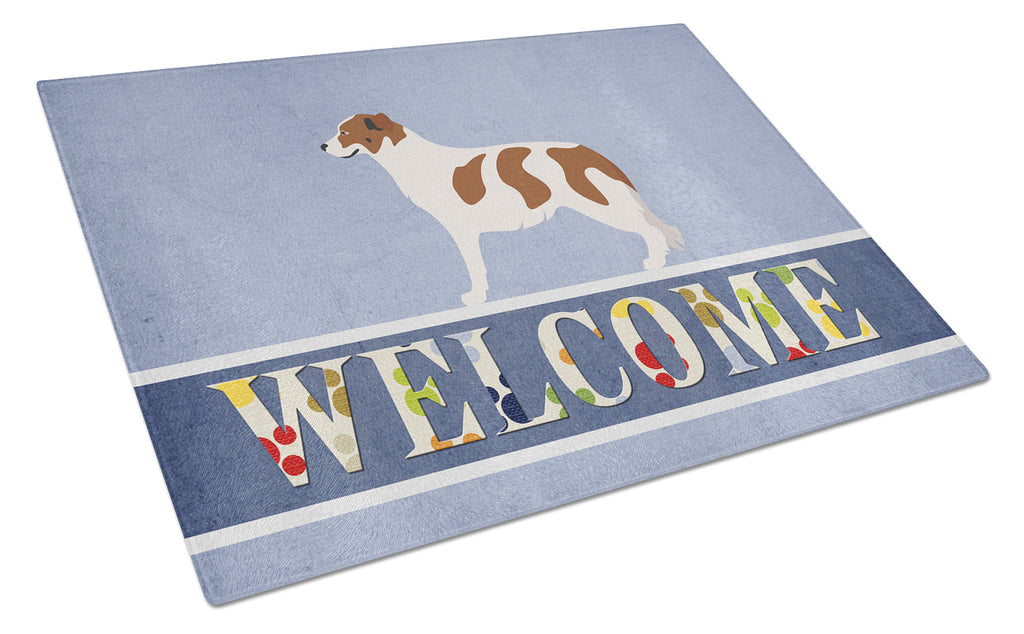 Aidi Atlas Mountain Dog Cutting Board Tempered Glass Kitchen Cutting Surface, Heat Resistant Chopping, Non-Slip Feet, Food Prep & Serving