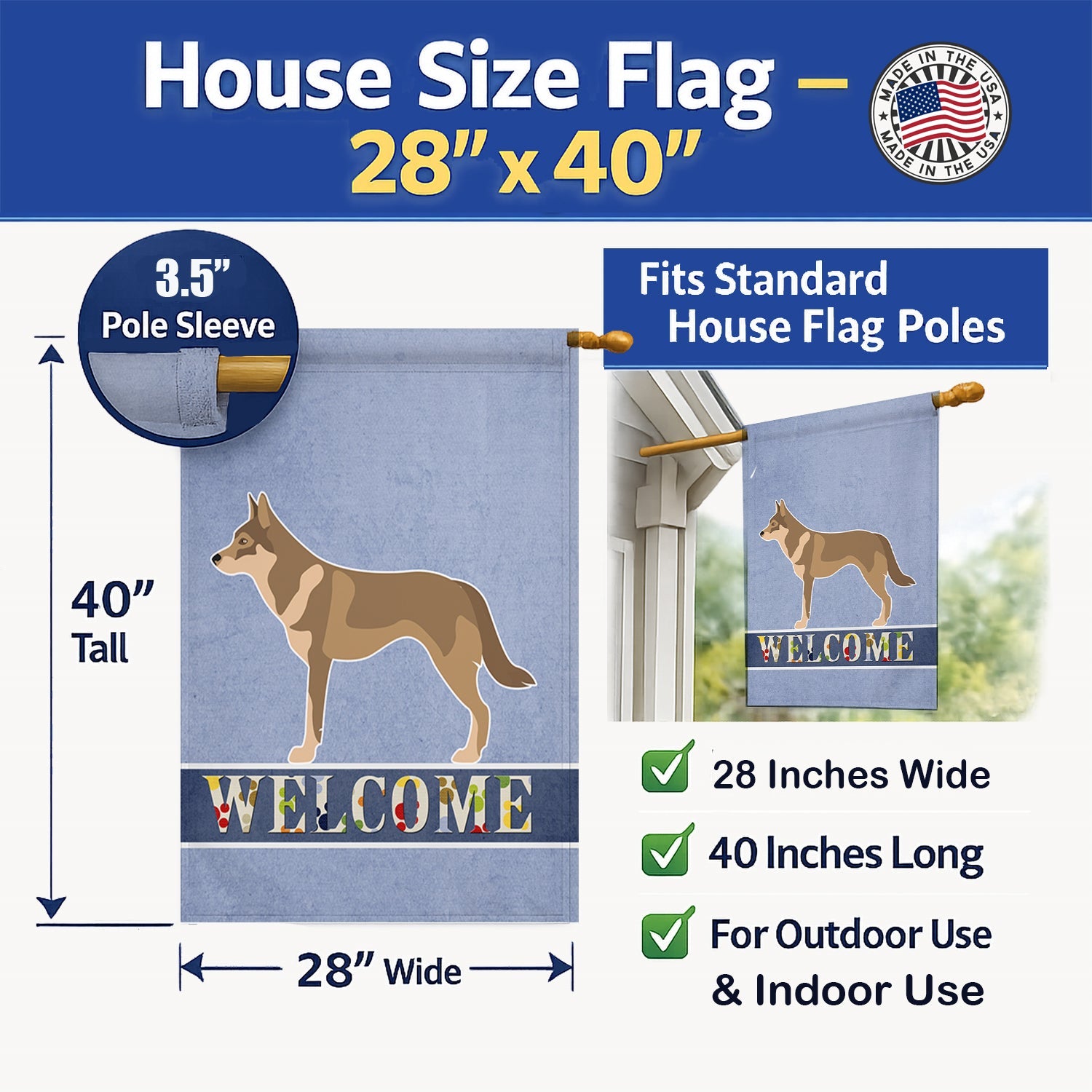 Czechoslovakian Wolfdog House Flag 28x40 Porch Sleeve Pole Decorative Outside Yard Banner Artwork Wall Hanging, Polyester