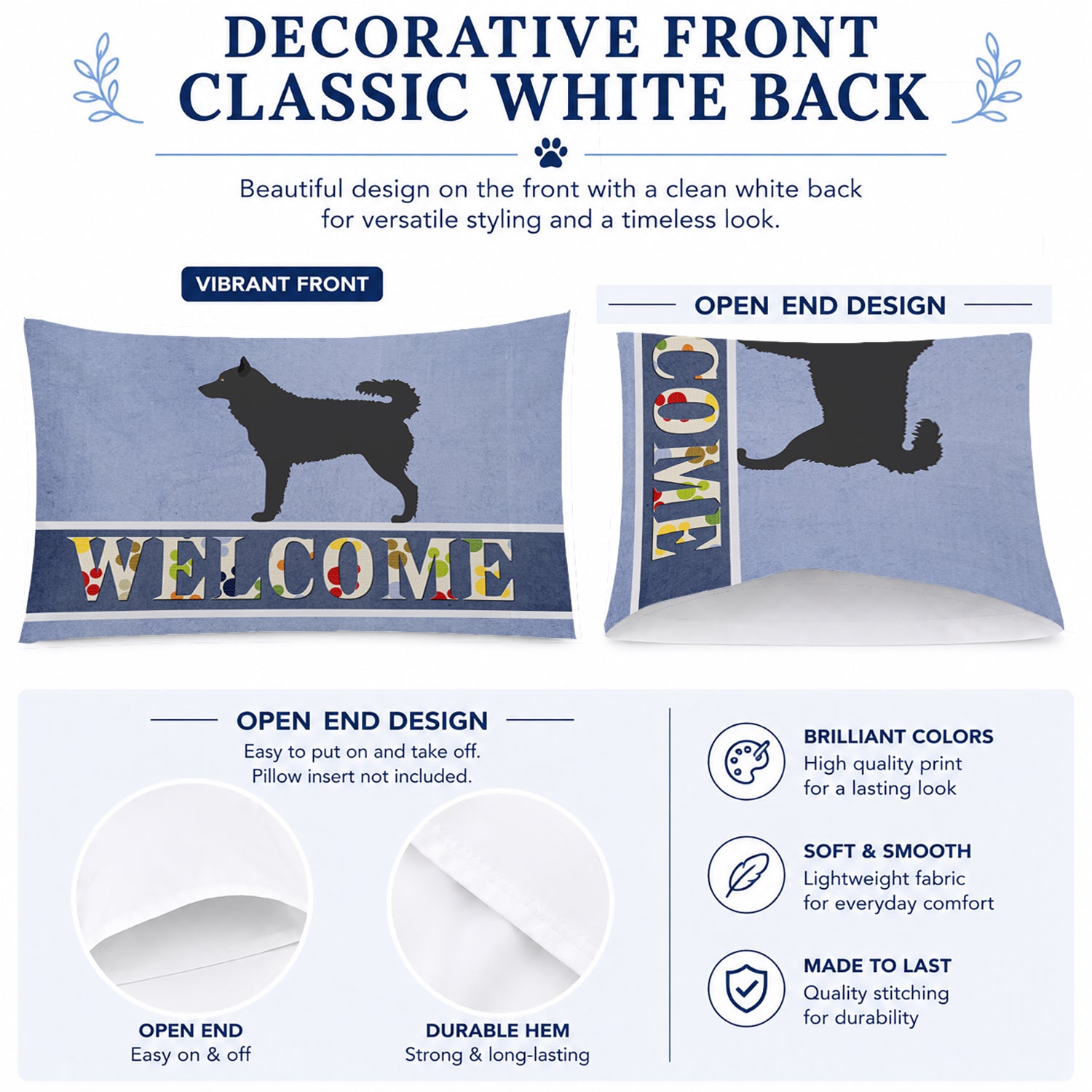 Mudi Welcome Standard Pillowcase Lightweight Super Soft Easy Care Decorative Artwork Pillowcase, Standard