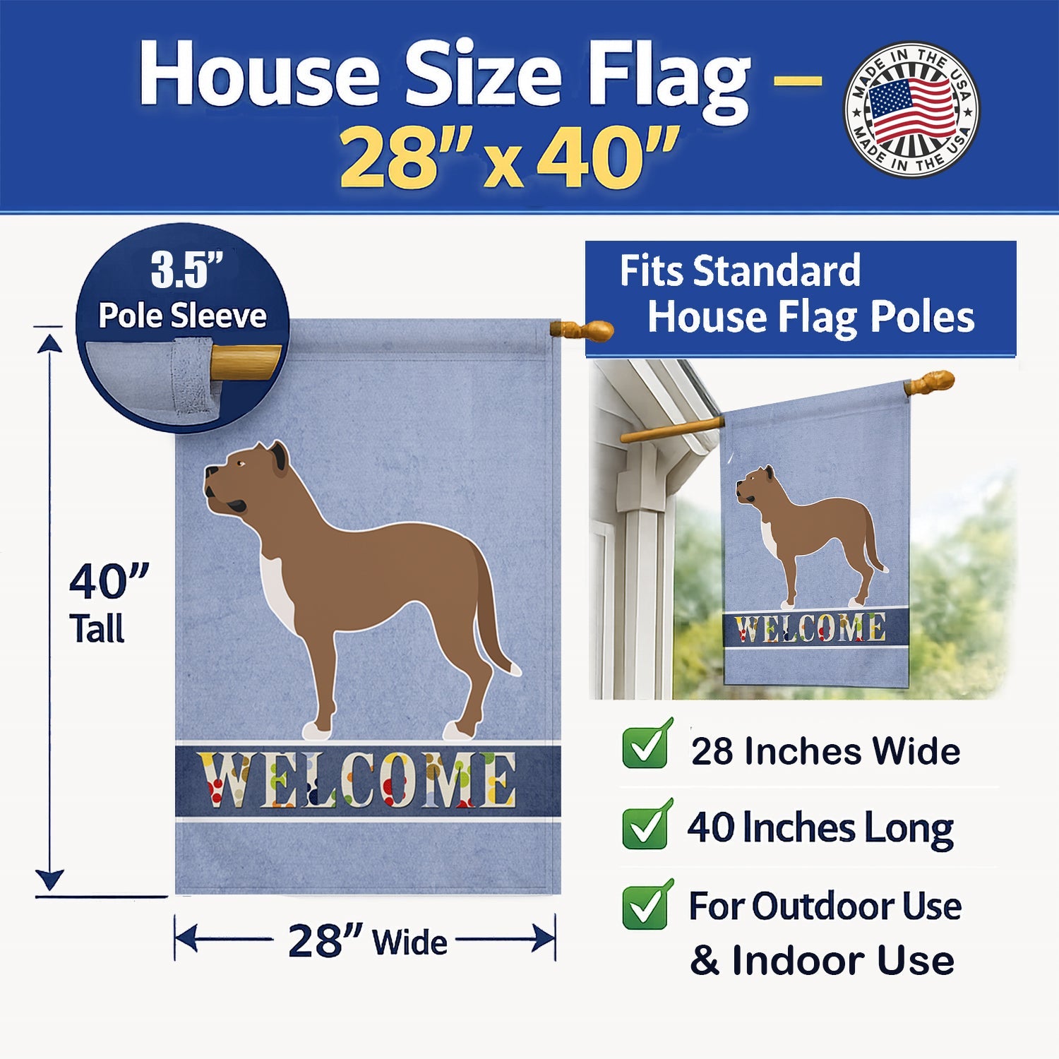 Perro de Presa Canario House Flag 28x40 Porch Sleeve Pole Decorative Outside Yard Banner Artwork Wall Hanging, Polyester