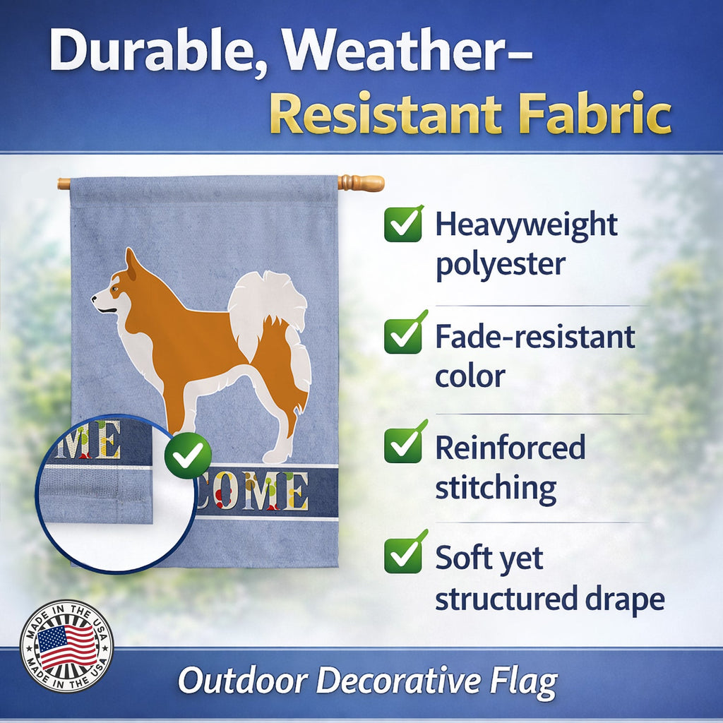 Icelandic Sheepdog House Flag 28x40 Porch Sleeve Pole Decorative Outside Yard Banner Artwork Wall Hanging, Polyester