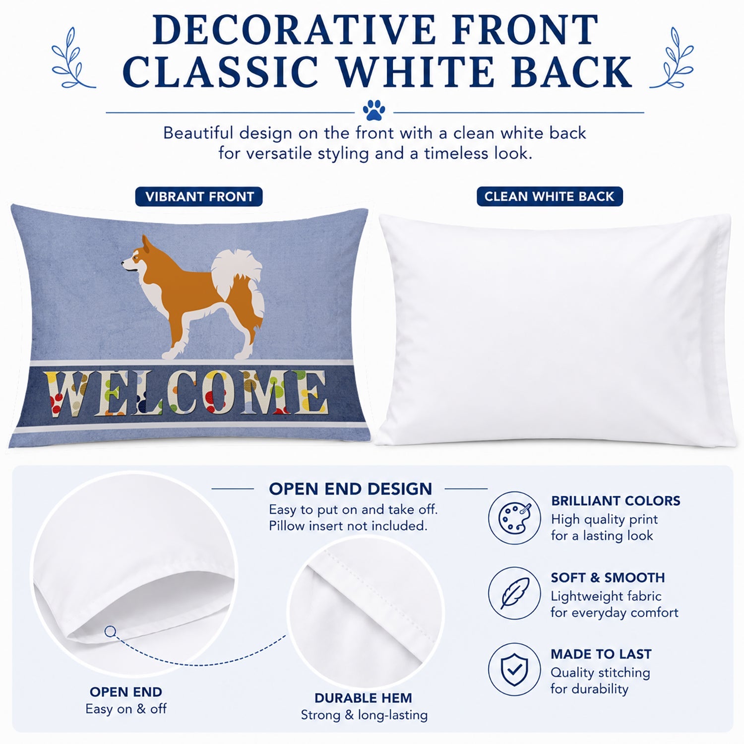 Icelandic Sheepdog Standard Pillowcase Lightweight Super Soft Easy Care Decorative Artwork Pillowcase, Standard
