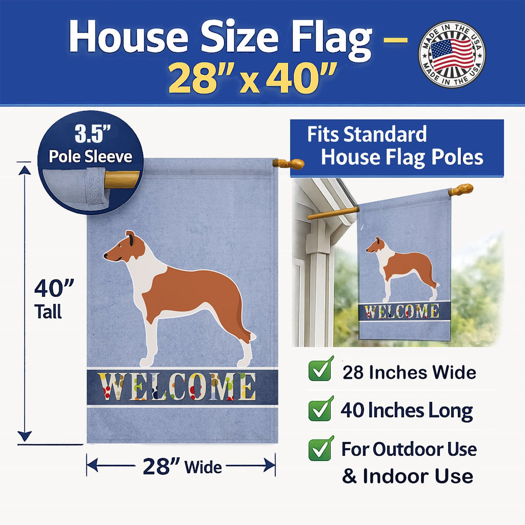 Smooth Collie Welcome House Flag 28x40 Porch Sleeve Pole Decorative Outside Yard Banner Artwork Wall Hanging, Polyester