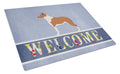 Smooth Collie Welcome Cutting Board Tempered Glass Kitchen Cutting Surface, Heat Resistant Chopping, Non-Slip Feet, Food Prep & Serving