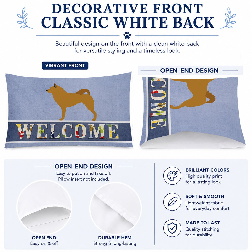 Finnish Spitz Welcome Standard Pillowcase Lightweight Super Soft Easy Care Decorative Artwork Pillowcase, Standard