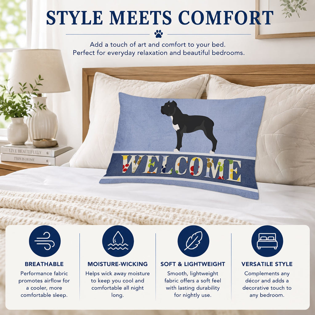 Cane Corso Welcome Standard Pillowcase Lightweight Super Soft Easy Care Decorative Artwork Pillowcase, Standard
