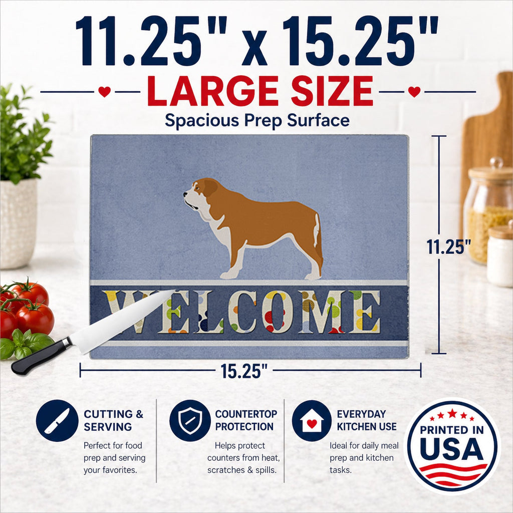 Mastin Epanol Spanish Mastiff Cutting Board Tempered Glass Kitchen Cutting Surface, Heat Resistant Chopping, Non-Slip Feet, Food Prep & Serving