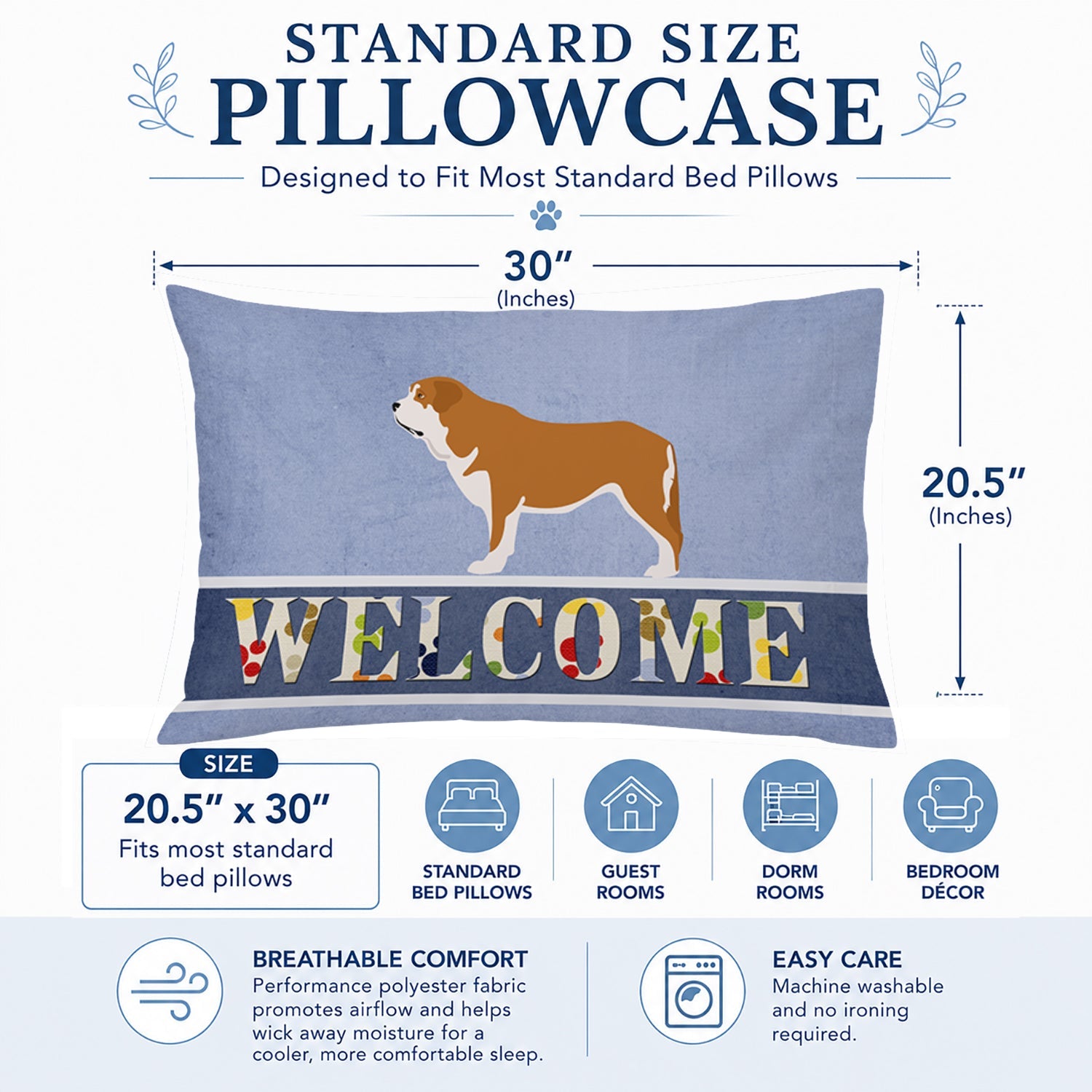 Mastin Epanol Spanish Mastiff Standard Pillowcase Lightweight Super Soft Easy Care Decorative Artwork Pillowcase, Standard