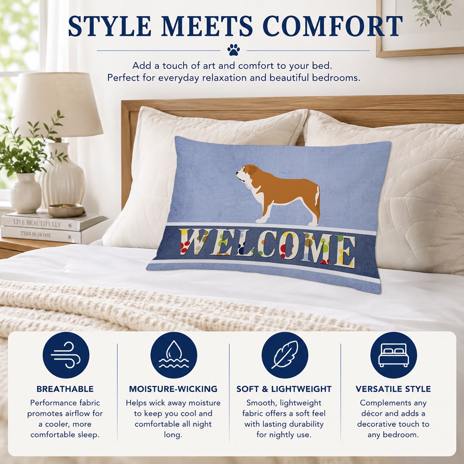 Mastin Epanol Spanish Mastiff Standard Pillowcase Lightweight Super Soft Easy Care Decorative Artwork Pillowcase, Standard