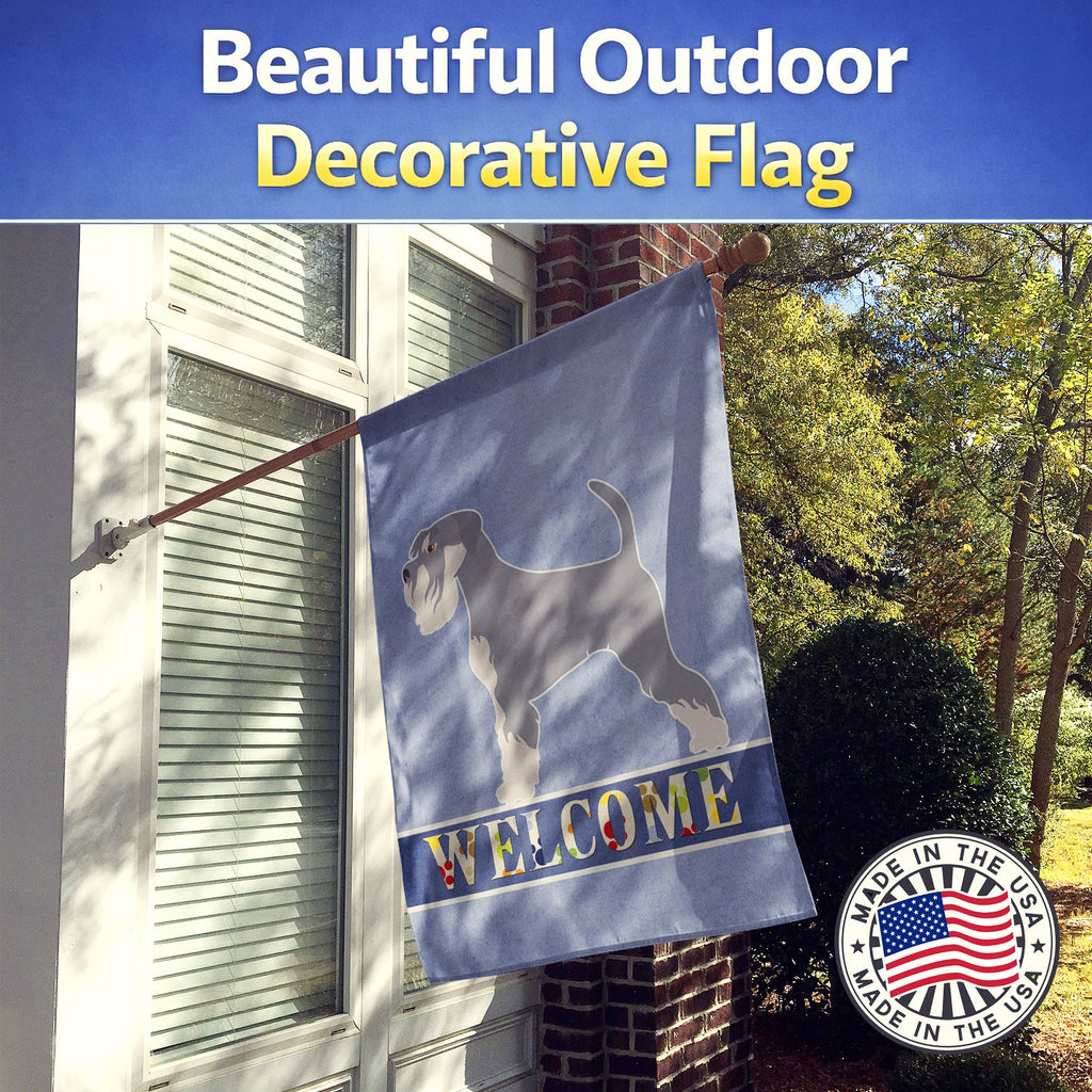 Schnauzer Welcome House Flag 28x40 Porch Sleeve Pole Decorative Outside Yard Banner Artwork Wall Hanging, Polyester