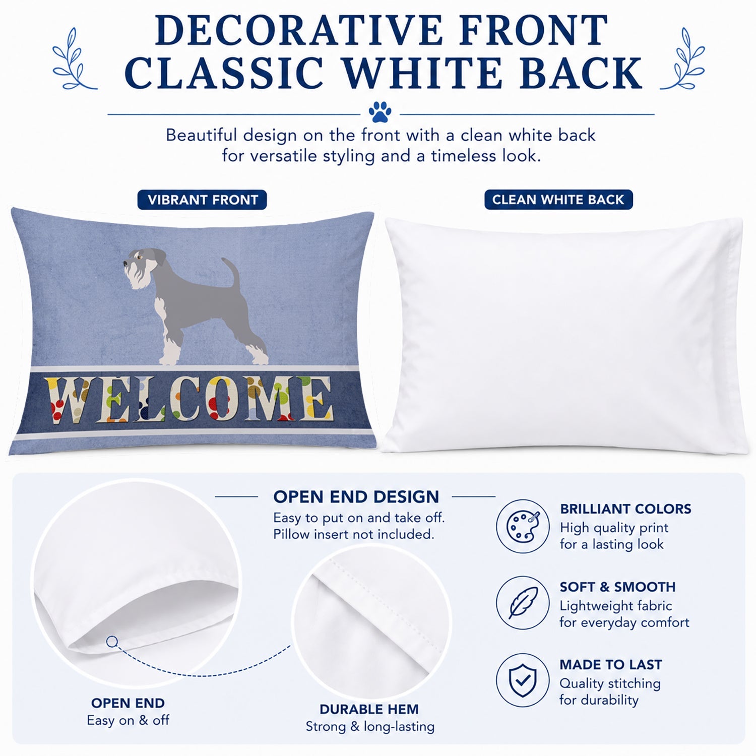 Schnauzer Welcome Standard Pillowcase Lightweight Super Soft Easy Care Decorative Artwork Pillowcase, Standard