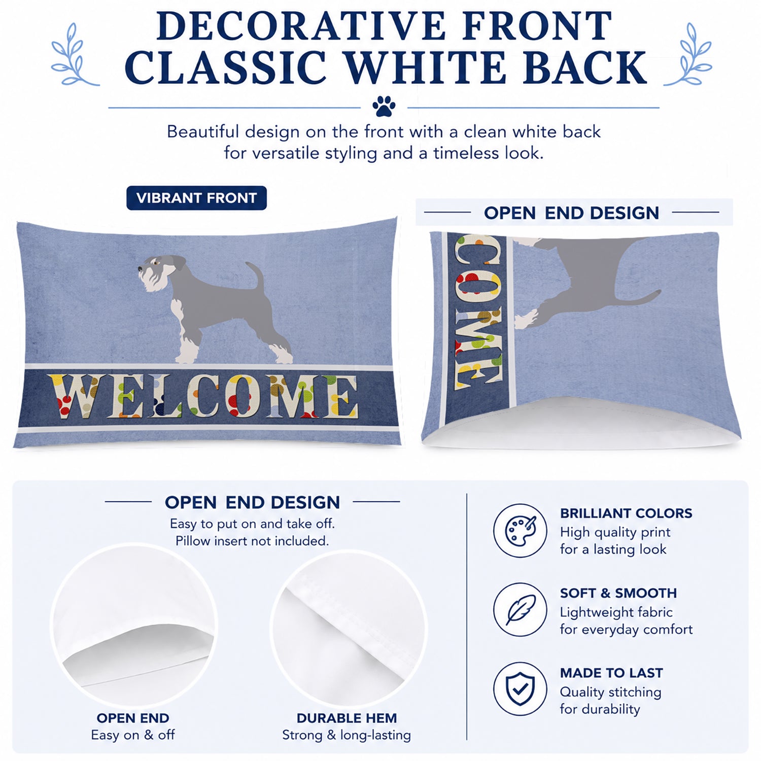 Schnauzer Welcome Standard Pillowcase Lightweight Super Soft Easy Care Decorative Artwork Pillowcase, Standard