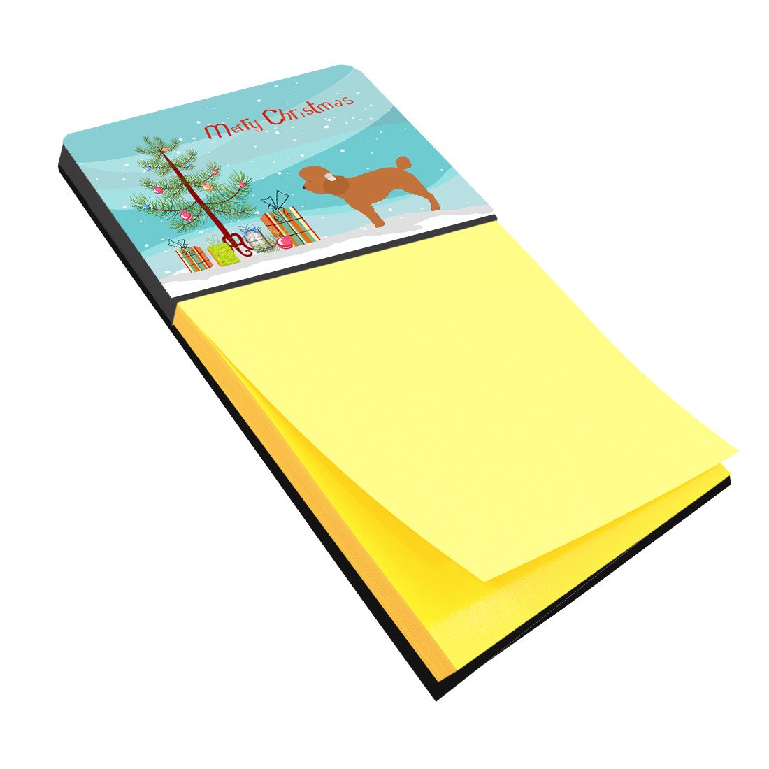 Toy Poodle Christmas Watercolor Sticky Note Holder Refillable Dispenser Desk Accessory 3x3 Pad Gift
