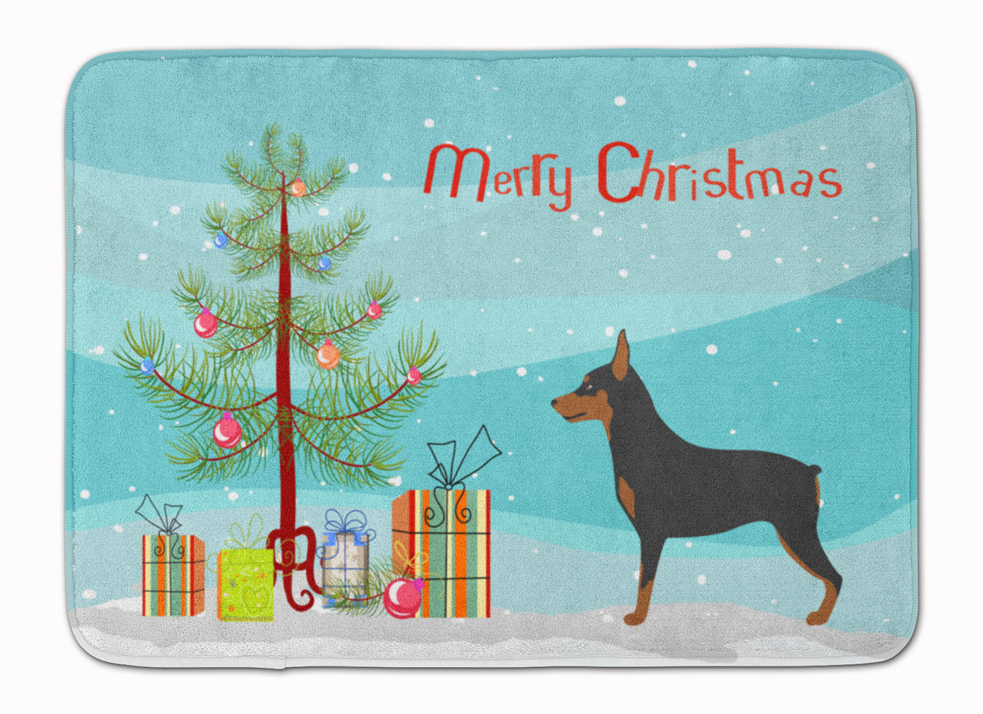 Miniature Pinscher Christmas Memory Foam Kitchen Mat Machine Washable Anti-Fatigue Cushion Comfort Bath or Kitchen Rug