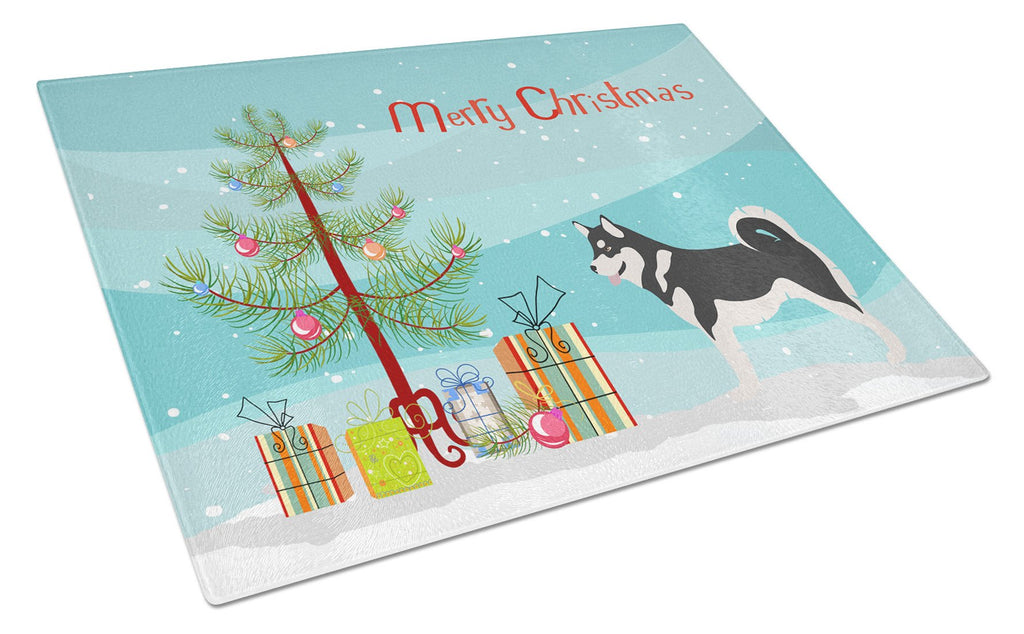 Alaskan Malamute Christmas Cutting Board Tempered Glass Kitchen Cutting Surface, Heat Resistant Chopping, Non-Slip Feet, Food Prep & Serving