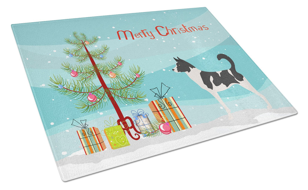 Canaan Dog Christmas Cutting Board Tempered Glass Kitchen Cutting Surface, Heat Resistant Chopping, Non-Slip Feet, Food Prep & Serving