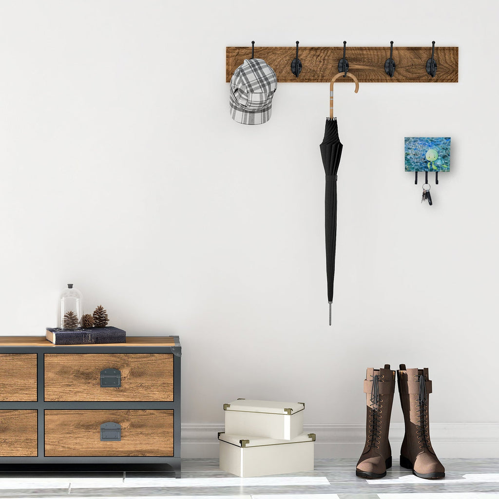 Sea Turtle Welcome Leash or Key Holder Wall Hooks, Coat Rack Wall Mount, for Hanging Keys, Towels, Aprons, Leashes