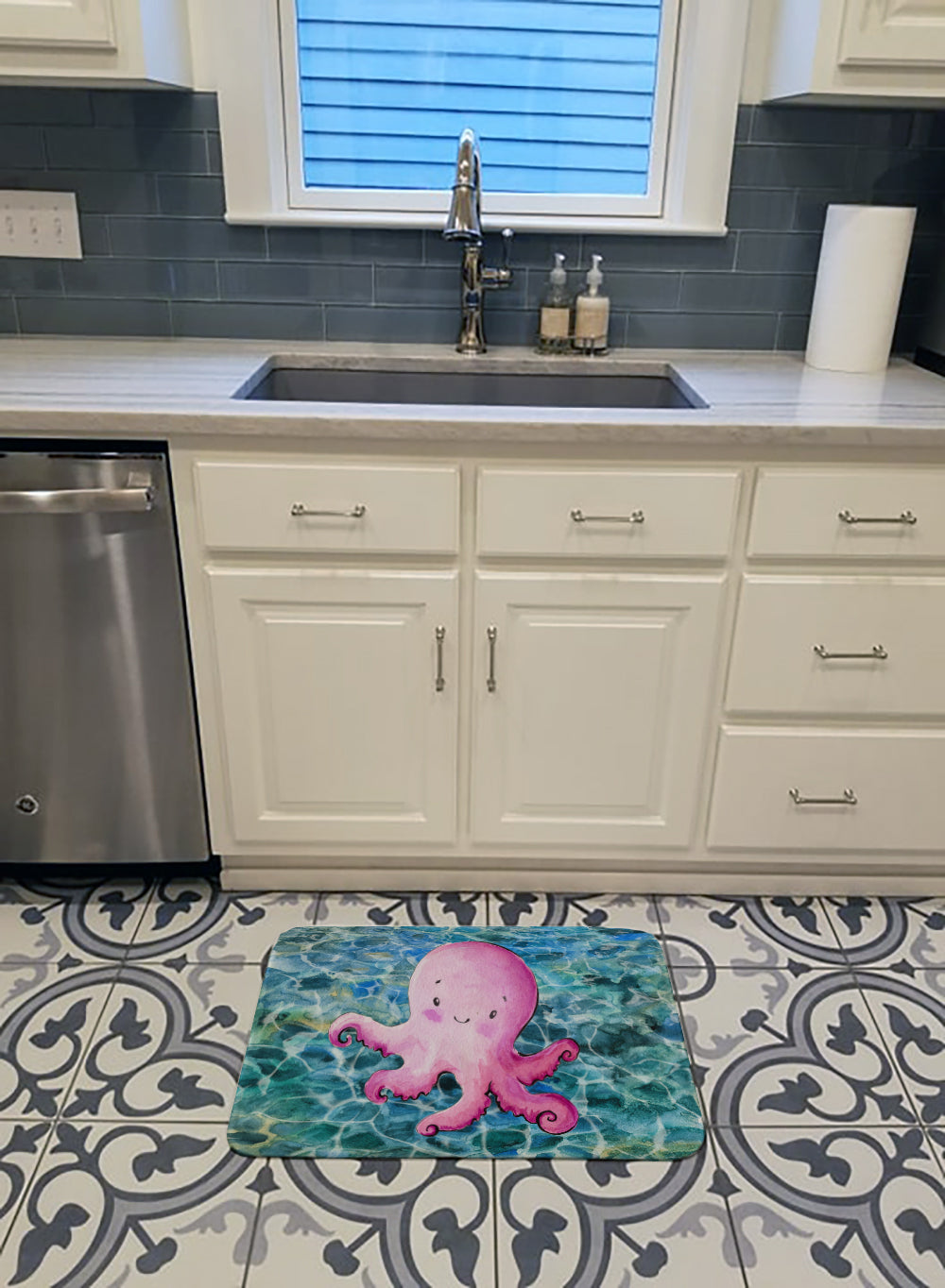 Octopus Memory Foam Kitchen Mat Machine Washable Anti-Fatigue Cushion Comfort Bath or Kitchen Rug