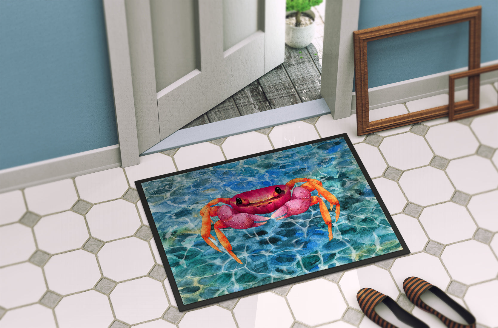 Crab Doormat Indoor Outdoor 24H X 36W Front Door Mat Rugs for Entryway, Non Slip Washable Low Pile,