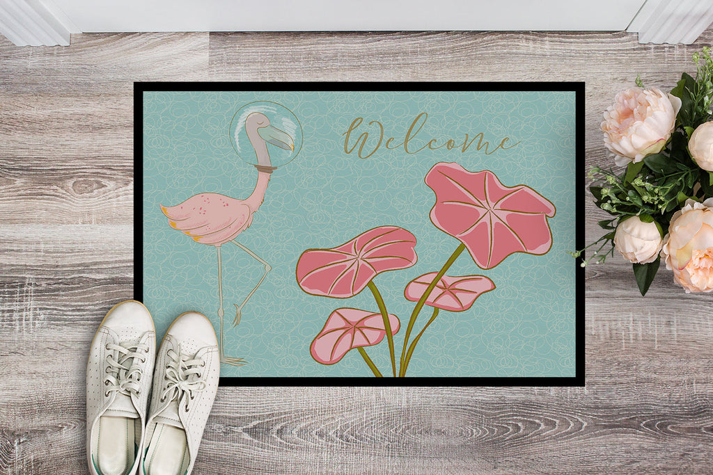 Flamingo Welcome Doormat Indoor Outdoor 24H X 36W Front Door Mat Rugs for Entryway, Non Slip Washable Low Pile,