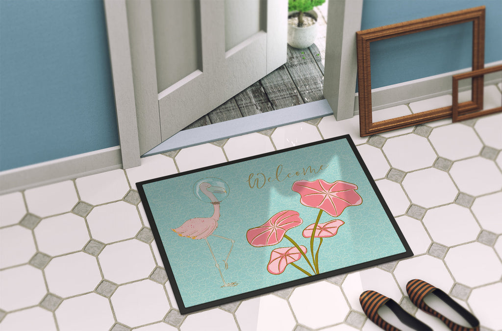 Flamingo Welcome Doormat Indoor Outdoor 24H X 36W Front Door Mat Rugs for Entryway, Non Slip Washable Low Pile,