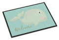 Whale Welcome Doormat Indoor Outdoor 24H X 36W Front Door Mat Rugs for Entryway, Non Slip Washable Low Pile,