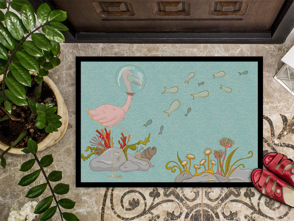 Flamingo Underwater Doormat Indoor Outdoor 24H X 36W Front Door Mat Rugs for Entryway, Non Slip Washable Low Pile,