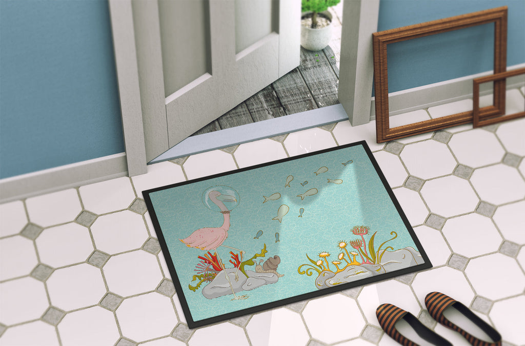 Flamingo Underwater Doormat Indoor Outdoor 24H X 36W Front Door Mat Rugs for Entryway, Non Slip Washable Low Pile,